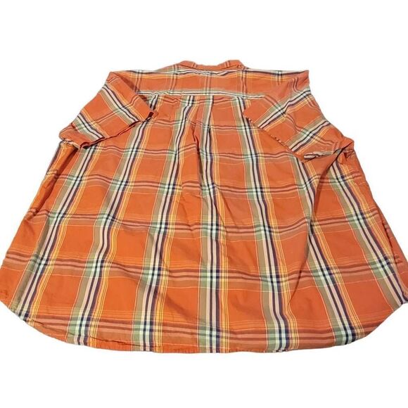 St. Johns Bay Orange Plaid Buttondown Shirt XXLT - Picture 3 of 3